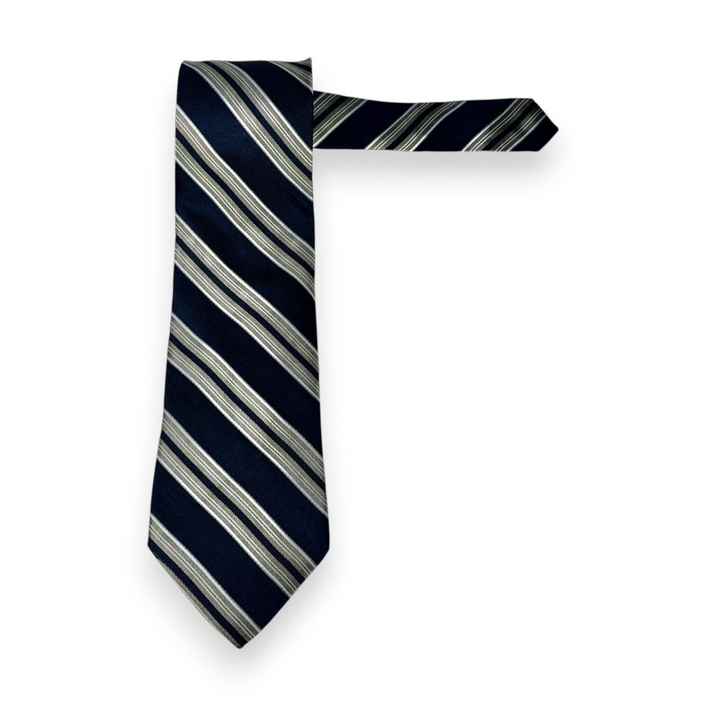 Express Mens Silk Tie 62 x‎ 3.5 LONG Navy Silver Stripe Business Tall Formal USA
